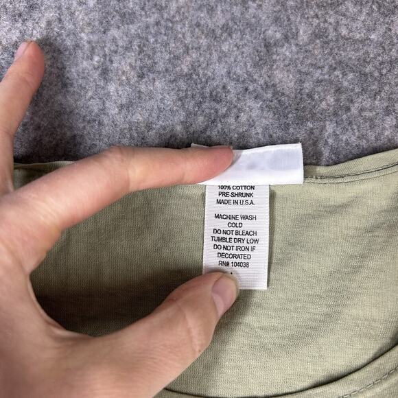 Flax Shirt Womens Large Cotton Light Green Rounded Neck Made In USA Flaw - Picture 2 of 8